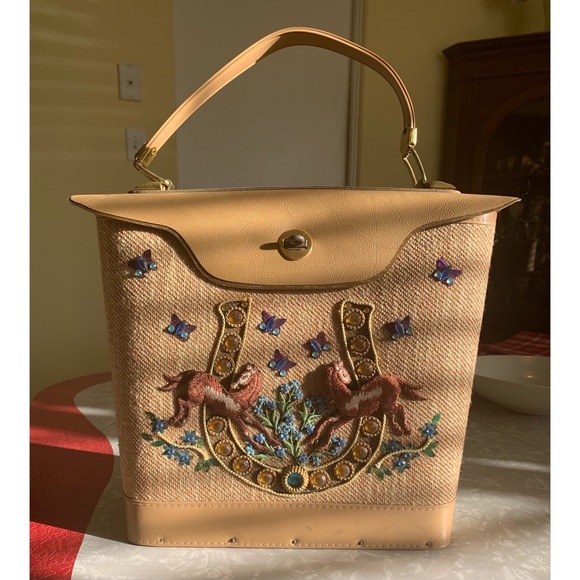 Vintage Handbags - Fabulous NOS 1960s Jeweled Western Bucket Bag